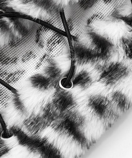 Fierce & Fluffy Leopard Print Halter Crop Top & Drawstring Shorts Set - Your Wild Side Awaits This Fall!