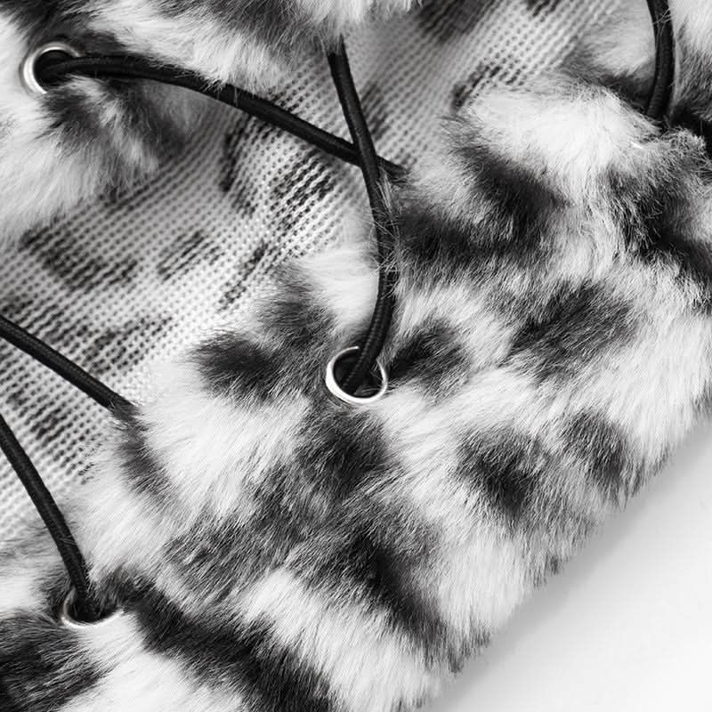 Fierce & Fluffy Leopard Print Halter Crop Top & Drawstring Shorts Set - Your Wild Side Awaits This Fall!