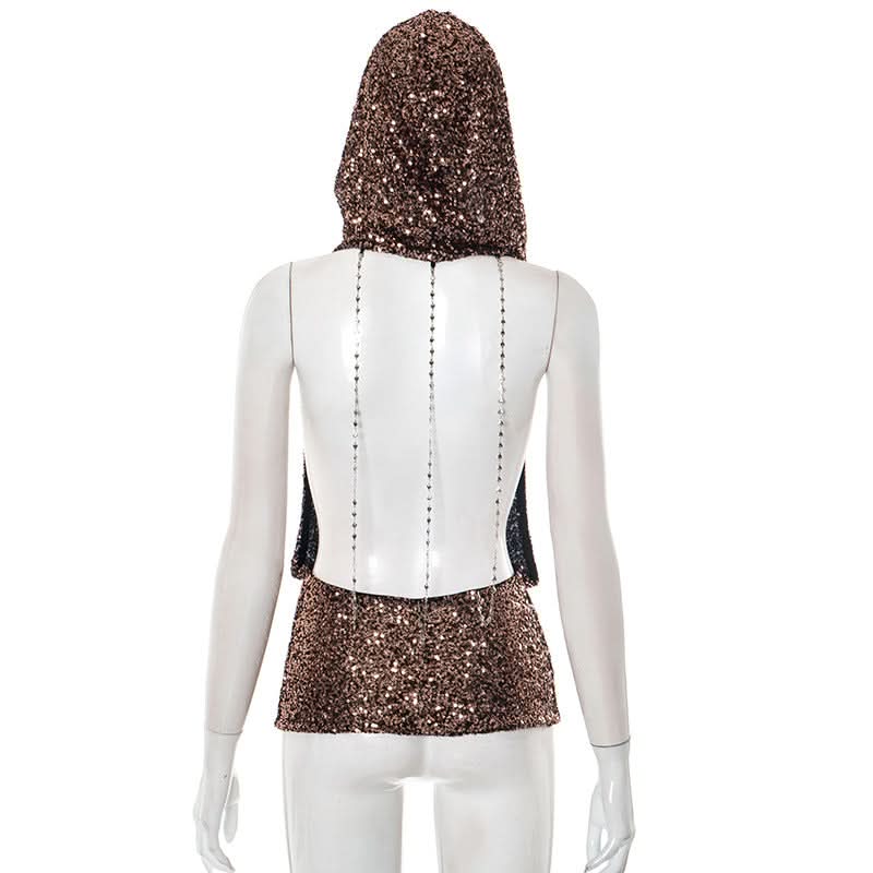 Glamorous Rose Gold Sequin Cowl Neck Blouse - Fall & Holiday Party Perfect Top