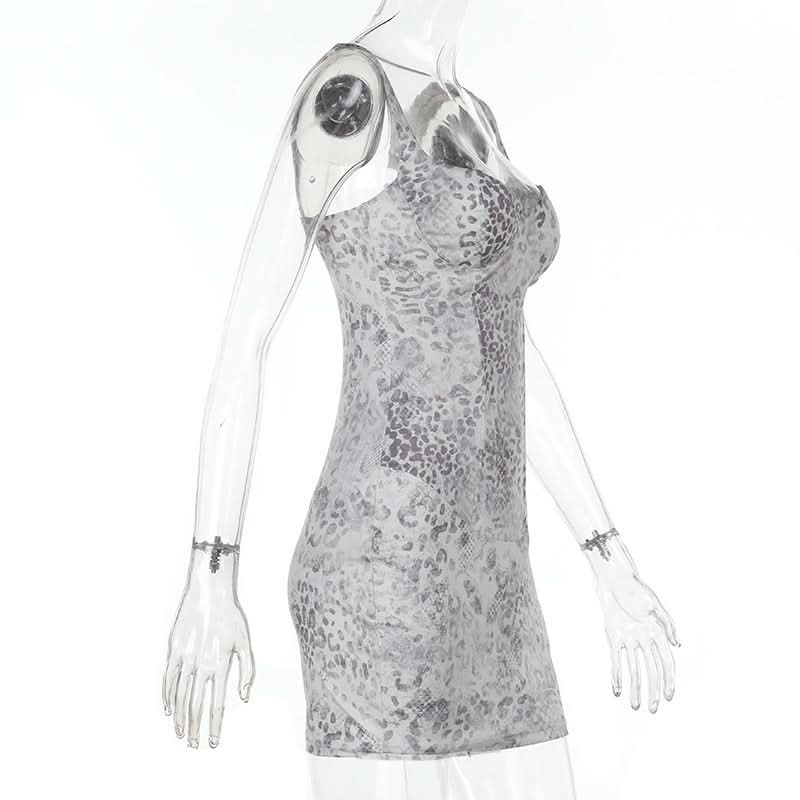 Sultry Grey Leopard Bodycon Mini Dress | Fall & Holiday Party Essential