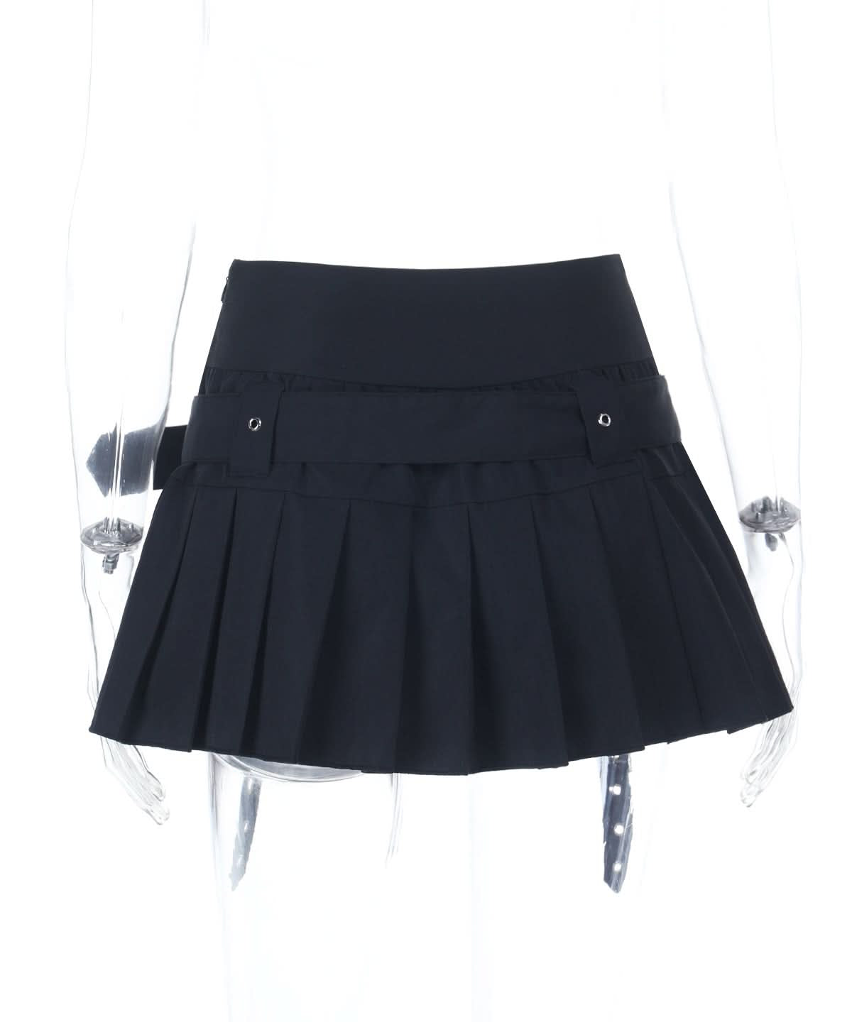 Gothic Spiderweb Pleated Mini Skirt | Buckle Belt & Garter Straps | Edgy Halloween & Fall Style