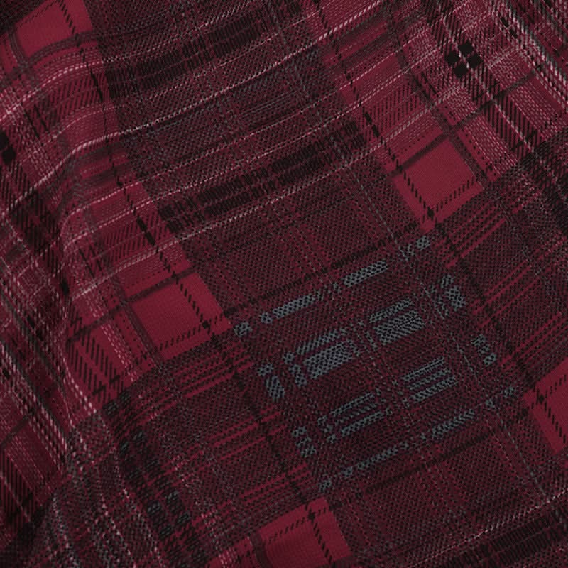 Fall Punk Plaid Asymmetrical Halter Top - Edgy Buckle & Ruffle for Halloween & Beyond