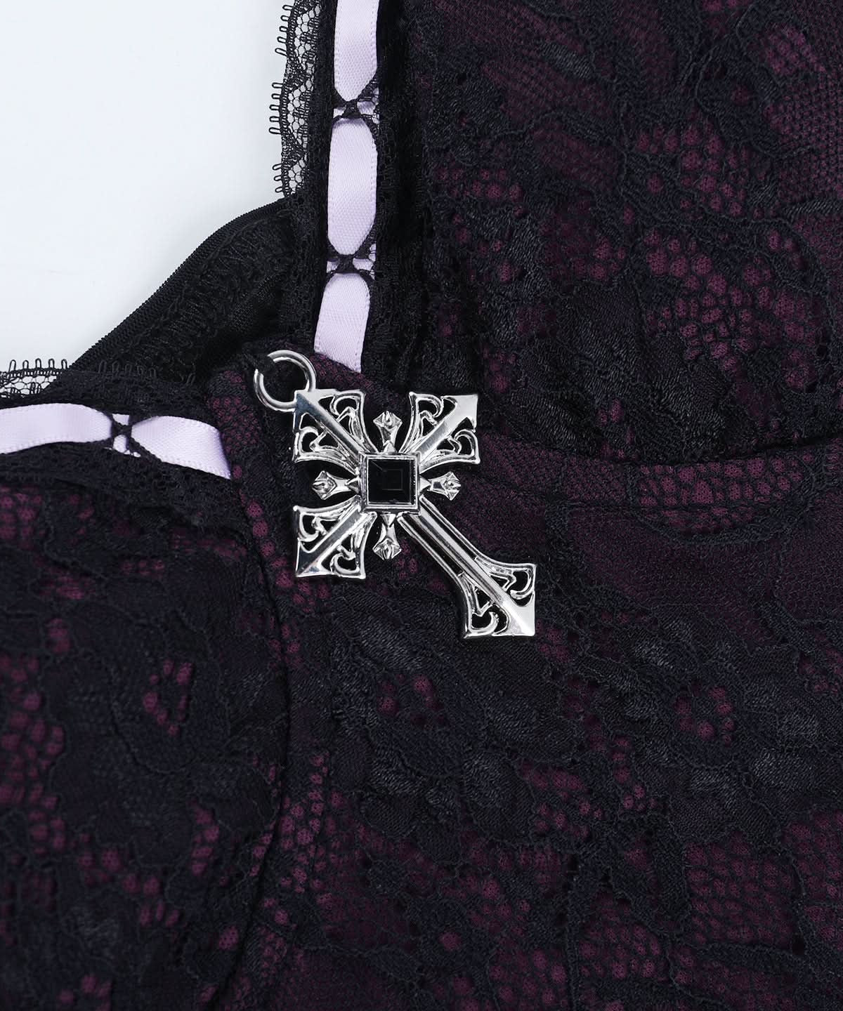Hauntingly Chic Purple Lace Corset Cami Top - Gothic Romance & Spooky Season Style