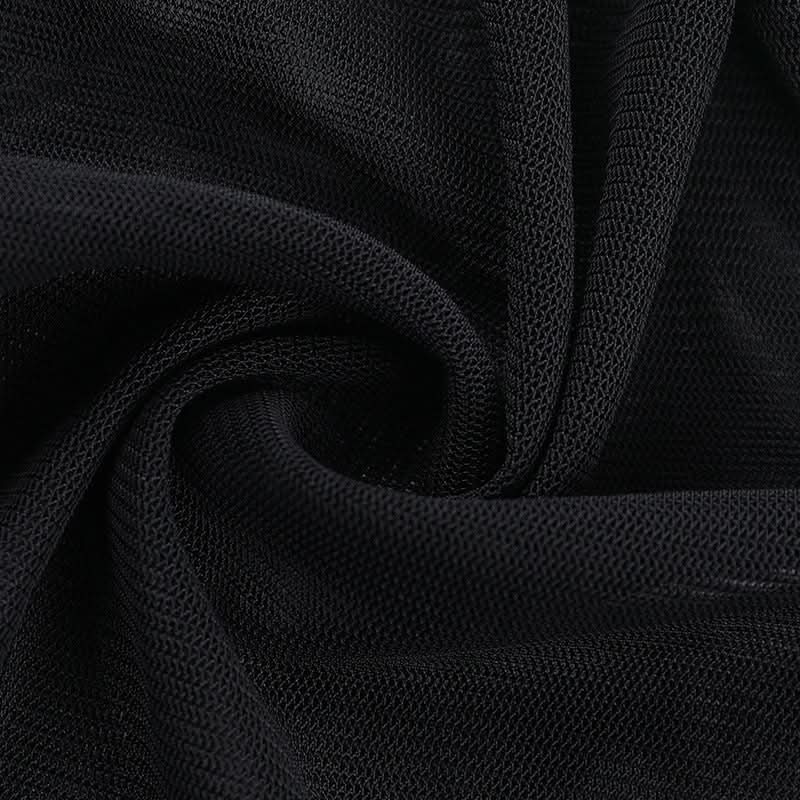 Bewitching Black Mesh Off-Shoulder Top: Rhinestone Cross & Flared Sleeves for Fall & Halloween