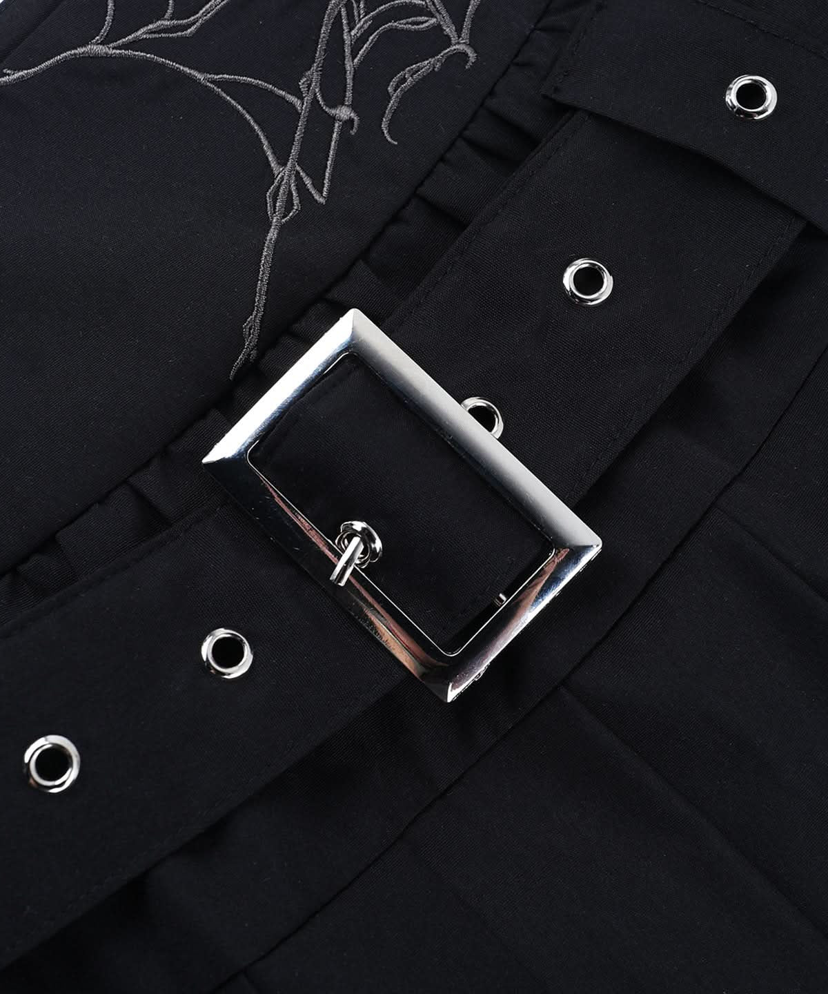 Gothic Spiderweb Pleated Mini Skirt | Buckle Belt & Garter Straps | Edgy Halloween & Fall Style