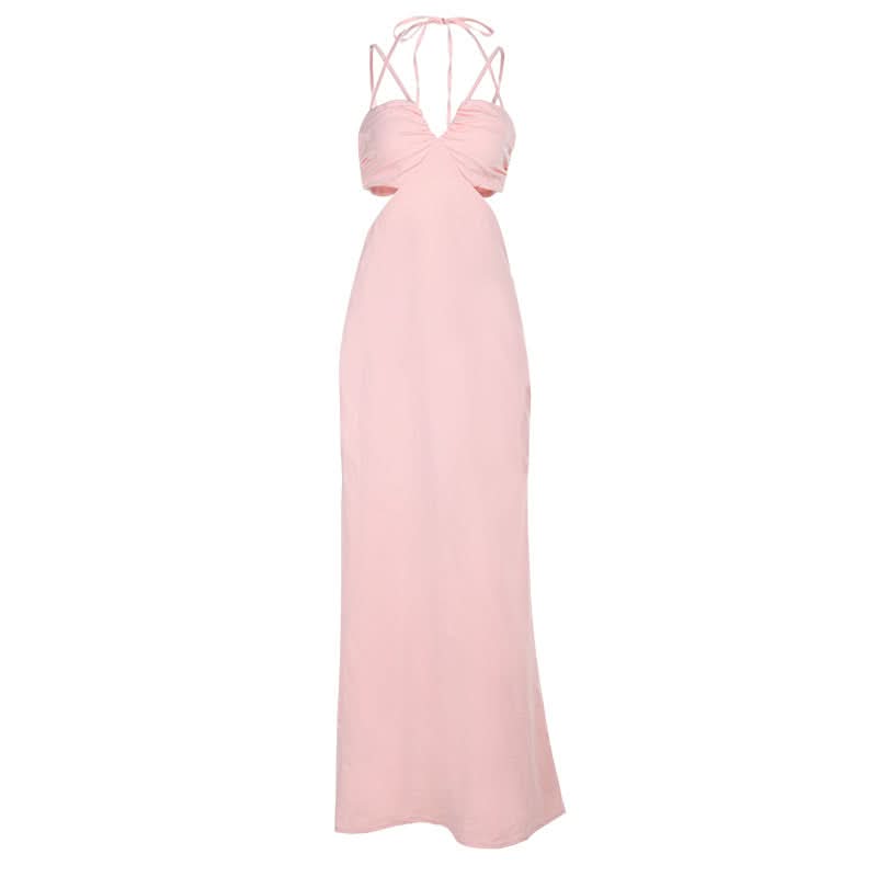 Dusty Rose Criss-Cross Halter Cut-Out Maxi Dress - Your Fall Getaway & Resort Chic Essential