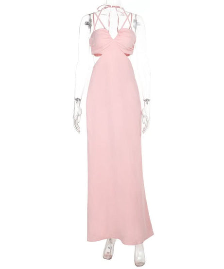 Dusty Rose Criss-Cross Halter Cut-Out Maxi Dress - Your Fall Getaway & Resort Chic Essential