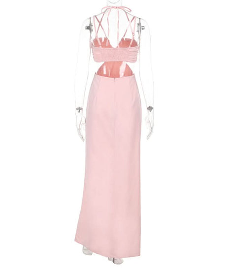 Dusty Rose Criss-Cross Halter Cut-Out Maxi Dress - Your Fall Getaway & Resort Chic Essential