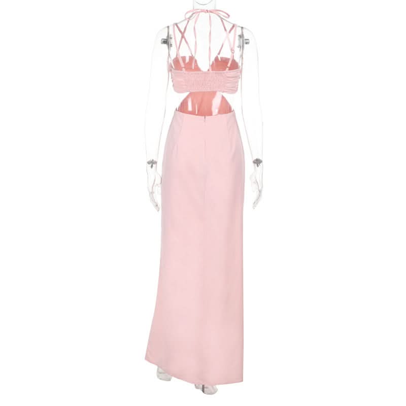 Dusty Rose Criss-Cross Halter Cut-Out Maxi Dress - Your Fall Getaway & Resort Chic Essential