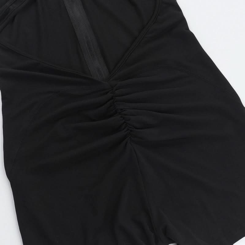 Sleek & Versatile Black Zip-Up Romper for Women - Effortless Fall Style & Active Comfort