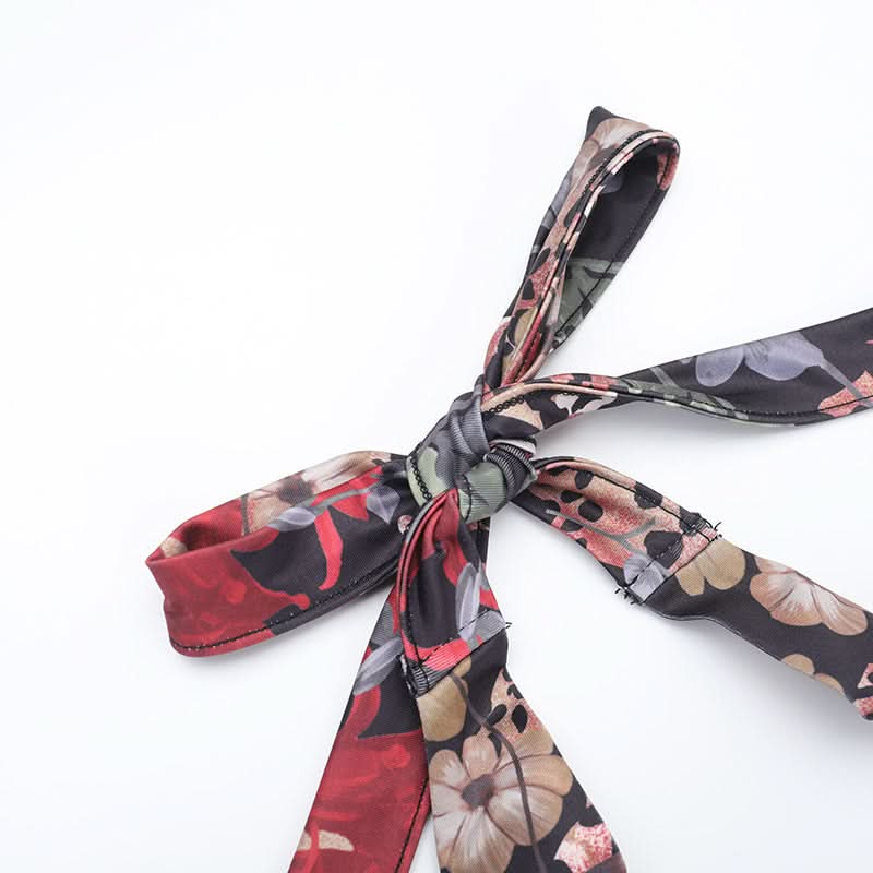 Head-Turning Autumn Allure: Leopard Floral Asymmetrical Halter Mini Dress with Deep V