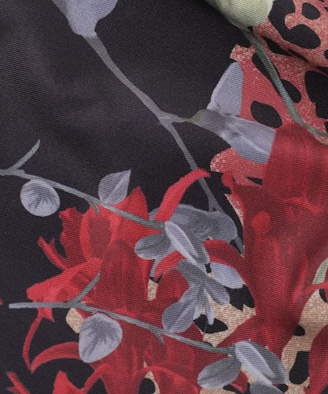 Head-Turning Autumn Allure: Leopard Floral Asymmetrical Halter Mini Dress with Deep V