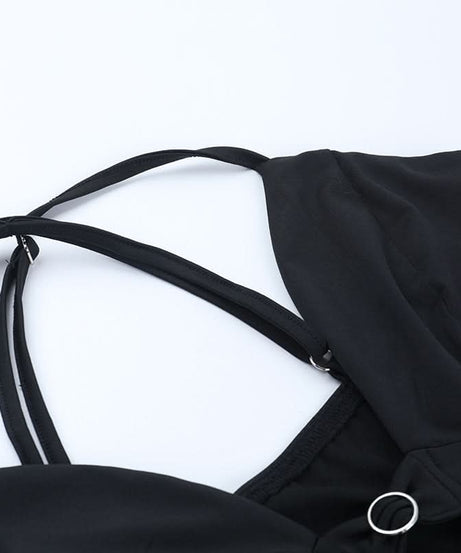 Sultry Black O-Ring Cut-Out Bodycon Mini Dress - Fall Night Out & Halloween Party Ready