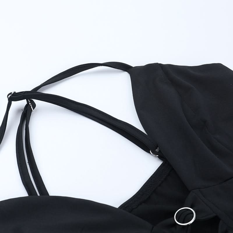 Sultry Black O-Ring Cut-Out Bodycon Mini Dress - Fall Night Out & Halloween Party Ready