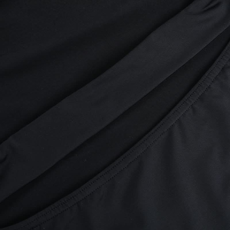 Black Long Sleeve Cut-Out Bodycon Two-Piece Set: Square Neck Crop Top & Mini Skirt - Fall Party & Night Out Ready