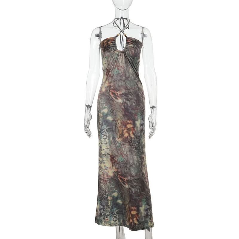 Mystic Bohemian Halter Maxi Dress - Chic Fall '25 Print