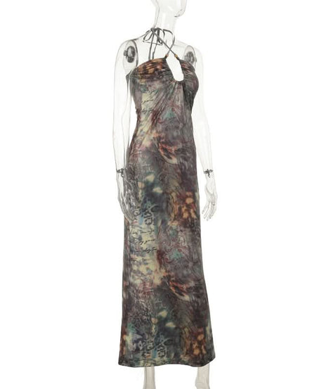 Mystic Bohemian Halter Maxi Dress - Chic Fall '25 Print