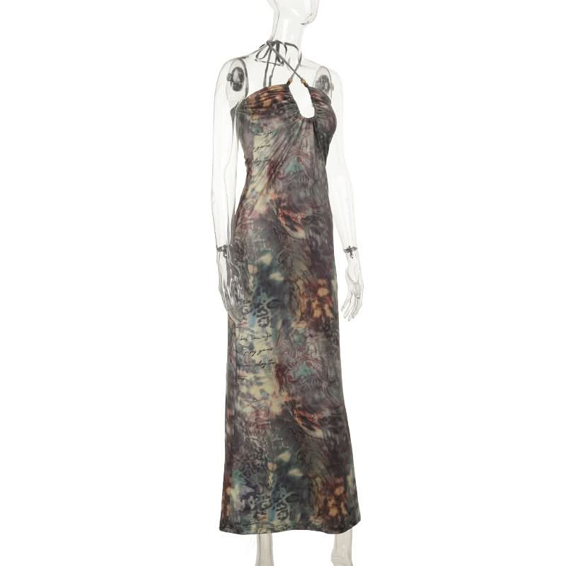 Mystic Bohemian Halter Maxi Dress - Chic Fall '25 Print