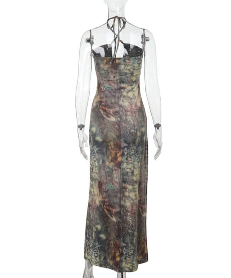 Mystic Bohemian Halter Maxi Dress - Chic Fall '25 Print