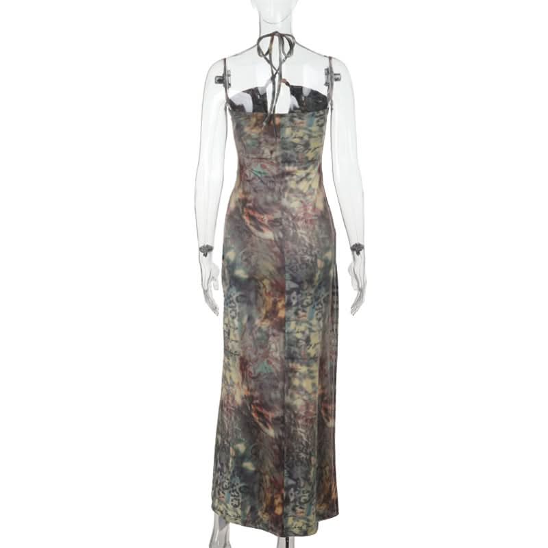 Mystic Bohemian Halter Maxi Dress - Chic Fall '25 Print