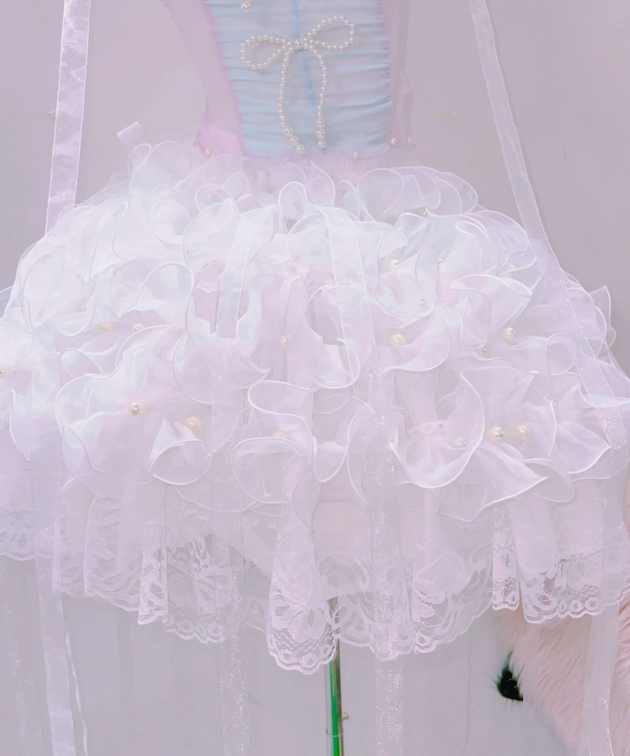 Ethereal Pastel Pearl Princess Gown - Dreamy Coquette Dress for Fall & Holiday Formals