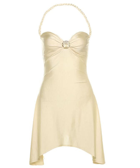 Enchanting Siren Shell Halter Mini Dress - Your Fall Party & Resort Escape Must-Have