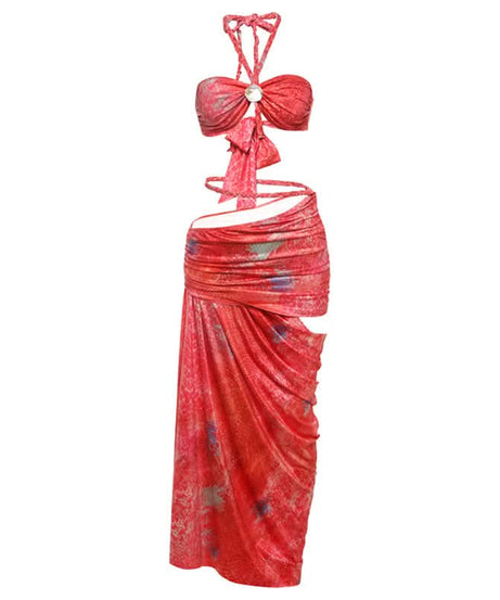 Tropical Serpent Print Halter Maxi Set - Your Fall Getaway Essential