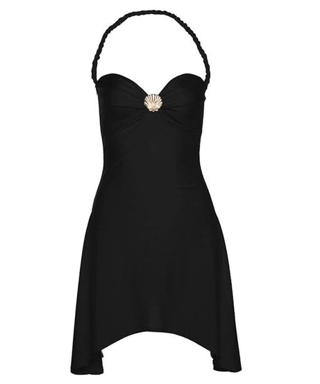 Enchanting Siren Shell Halter Mini Dress - Your Fall Party & Resort Escape Must-Have