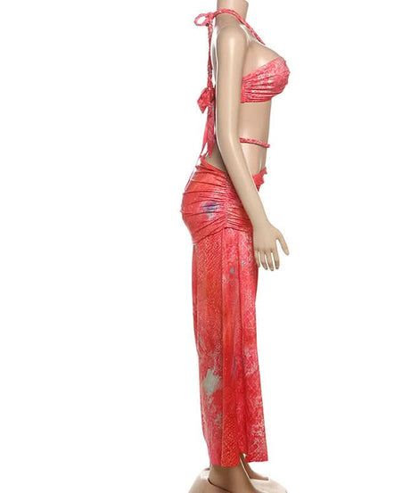 Tropical Serpent Print Halter Maxi Set - Your Fall Getaway Essential