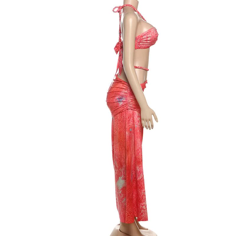 Tropical Serpent Print Halter Maxi Set - Your Fall Getaway Essential