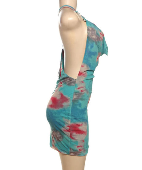 Vibrant Tie-Dye One-Shoulder Cowl Neck Mini Dress - Your Go-To for Fall Parties & Nights Out