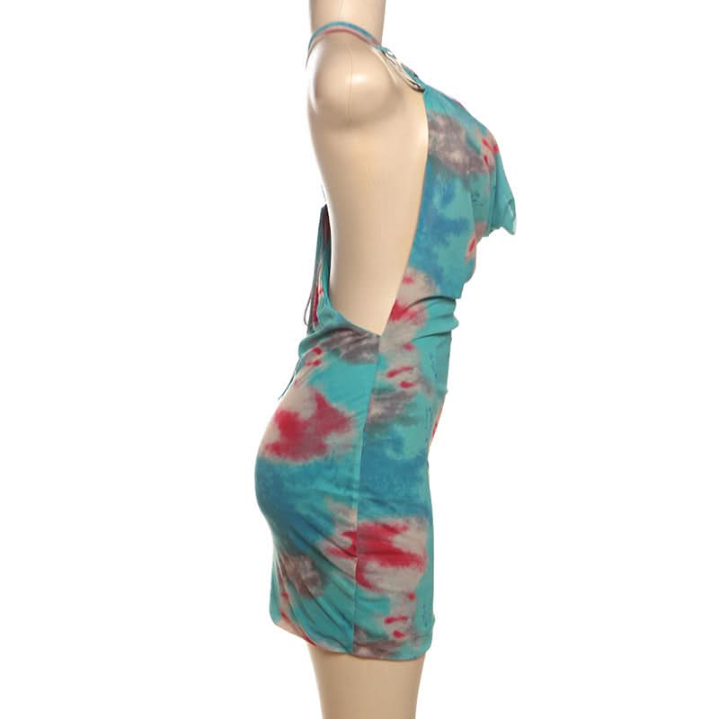 Vibrant Tie-Dye One-Shoulder Cowl Neck Mini Dress - Your Go-To for Fall Parties & Nights Out