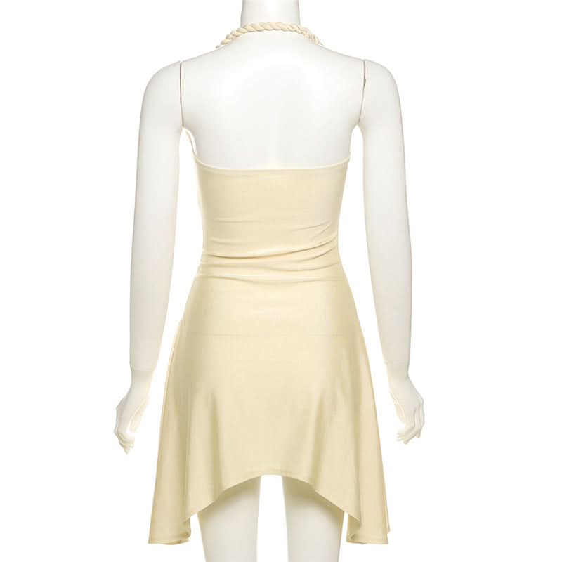 Enchanting Siren Shell Halter Mini Dress - Your Fall Party & Resort Escape Must-Have