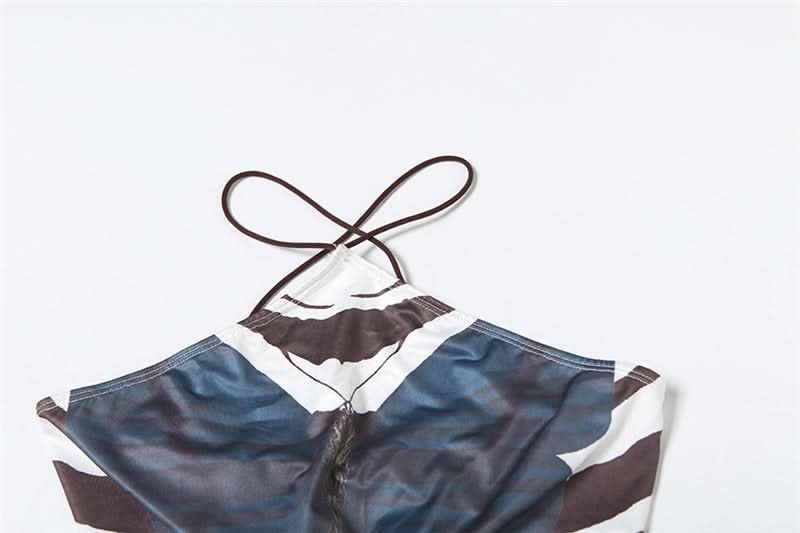 Wild Elegance Backless Maxi Dress: Exotic Zebra & Leopard Abstract Print for Fall Getaways