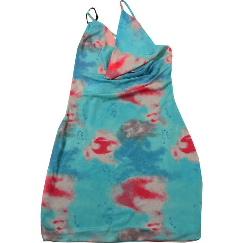 Vibrant Tie-Dye One-Shoulder Cowl Neck Mini Dress - Your Go-To for Fall Parties & Nights Out