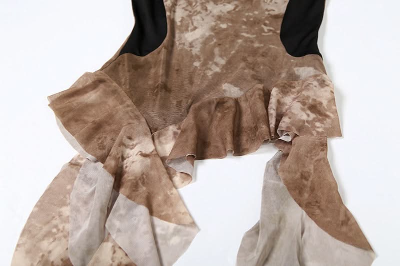 Autumn Edge Distressed Ruffle Corset Top | Fairy Grunge Chic & Versatile Tie Detail