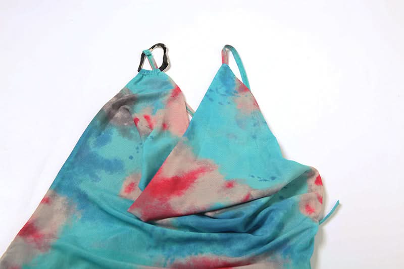 Vibrant Tie-Dye One-Shoulder Cowl Neck Mini Dress - Your Go-To for Fall Parties & Nights Out