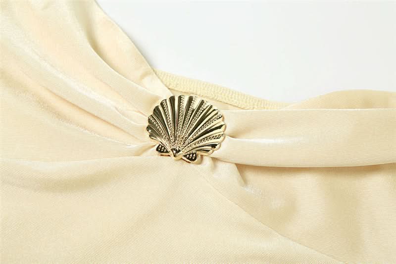 Enchanting Siren Shell Halter Mini Dress - Your Fall Party & Resort Escape Must-Have