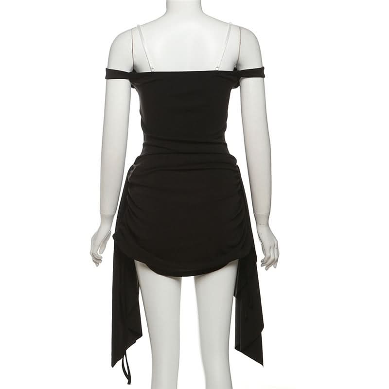 Chic Off-Shoulder Lace & Ruched Mini Dress - Perfect for Fall Nights & Holiday Parties