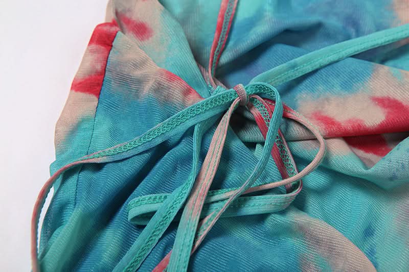 Vibrant Tie-Dye One-Shoulder Cowl Neck Mini Dress - Your Go-To for Fall Parties & Nights Out