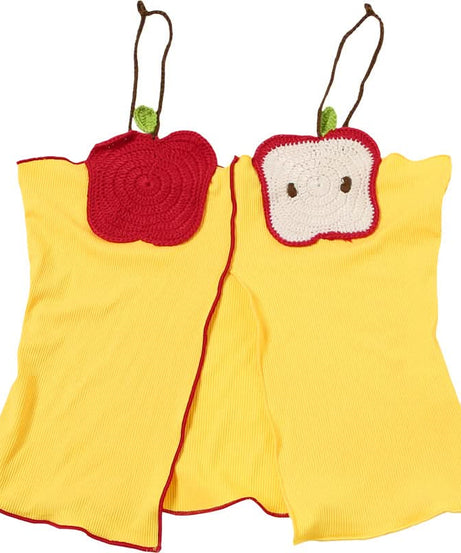 Playful Crochet Apple & Character Ribbed Cami Top | Y2K Fall Layering Essential