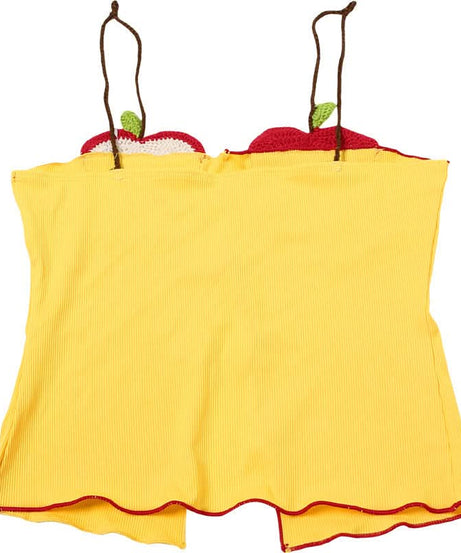 Playful Crochet Apple & Character Ribbed Cami Top | Y2K Fall Layering Essential