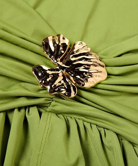 Effortless Evergreen Elegance: Ruched Halter Maxi Dress for Fall & Holiday Soirees