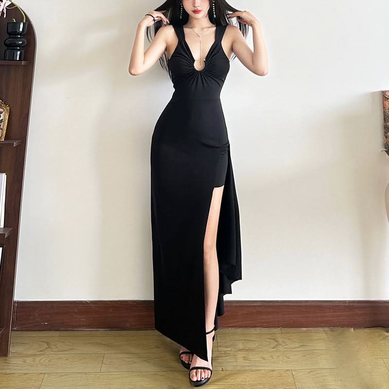 Radiant Plum O-Ring High Slit Maxi Dress – Your Fall & Holiday Party Statement