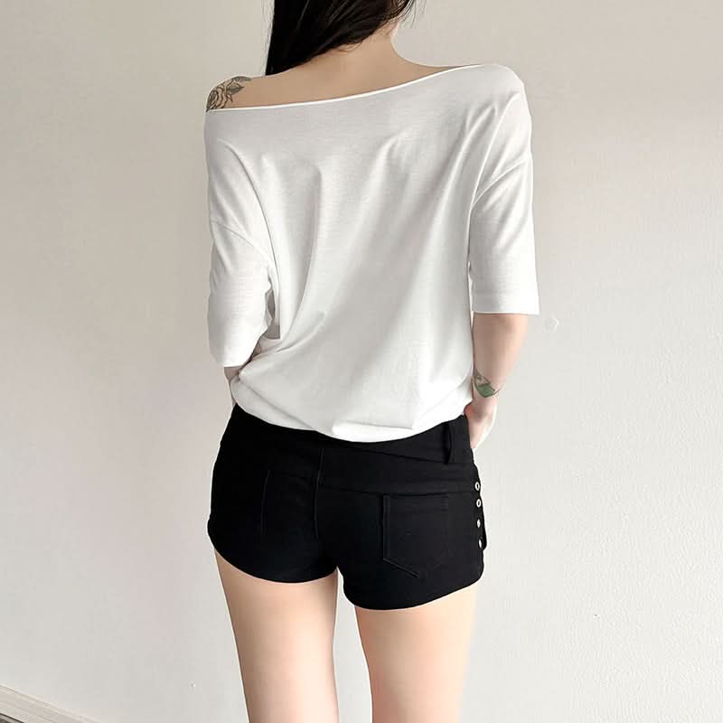 Fall Bloom Oversized Off-Shoulder Tee | Chic Abstract Floral Graphic Top