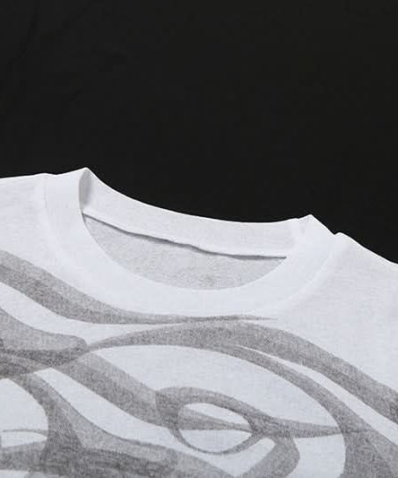 Abstract Wave Print Slim Fit Crop Top - Y2K Style for Effortless Fall Fashion