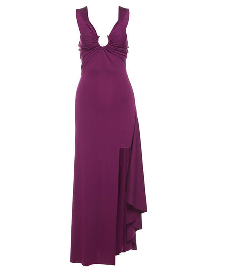 Radiant Plum O-Ring High Slit Maxi Dress – Your Fall & Holiday Party Statement