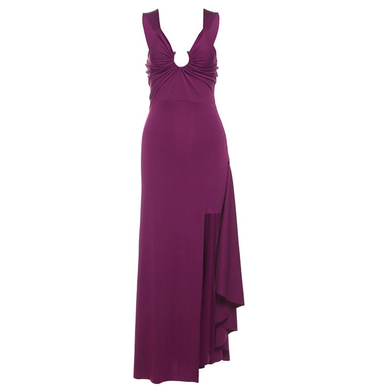 Radiant Plum O-Ring High Slit Maxi Dress – Your Fall & Holiday Party Statement