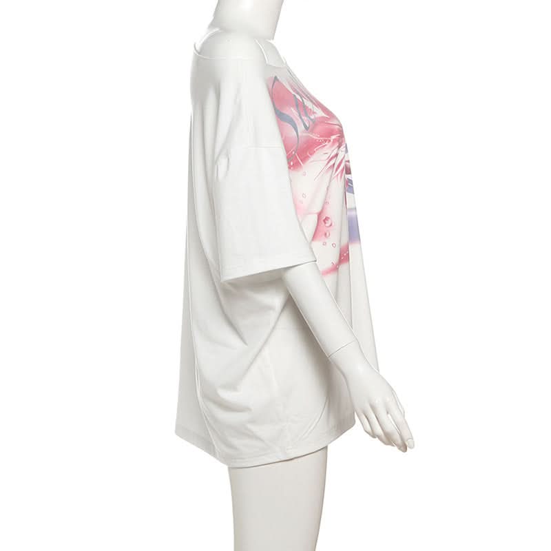 Fall Bloom Oversized Off-Shoulder Tee | Chic Abstract Floral Graphic Top