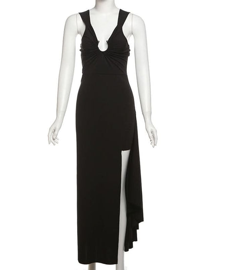 Radiant Plum O-Ring High Slit Maxi Dress – Your Fall & Holiday Party Statement